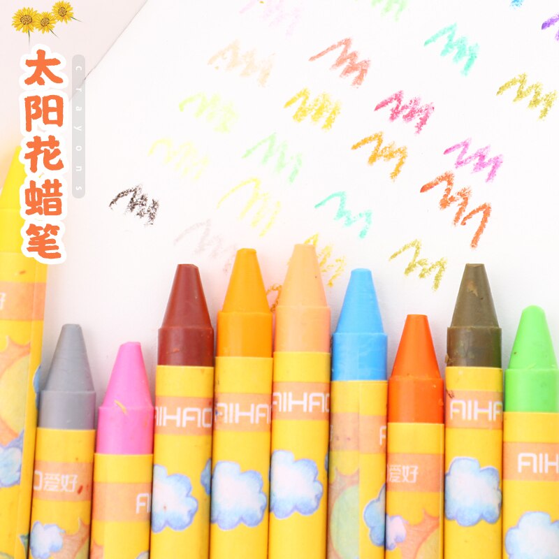 8/12/24 Colors Hobby Oil Pastel Toddler Baby Paintbrush Children Crayon Safety Suit Color Paint Pen Sunflower Stationery Crayon