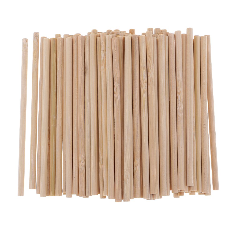 Rund blank oavslutad bambu trä trä lolly klubba stick dowel rod pole för woodcraft hobbyer diy hantverk