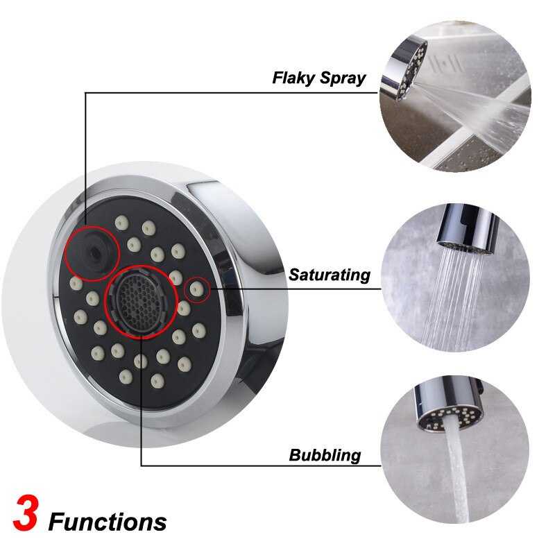 Shower Head Faucet Pull Head Accessories Button Switch 3 Function Bathroom May06
