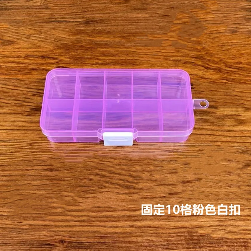 10 platser plast smyckeskrin förvaringsfodral hantverk smycke organizer pärlor gör-det-själv smyckestillverkning smink organizer: Rosa