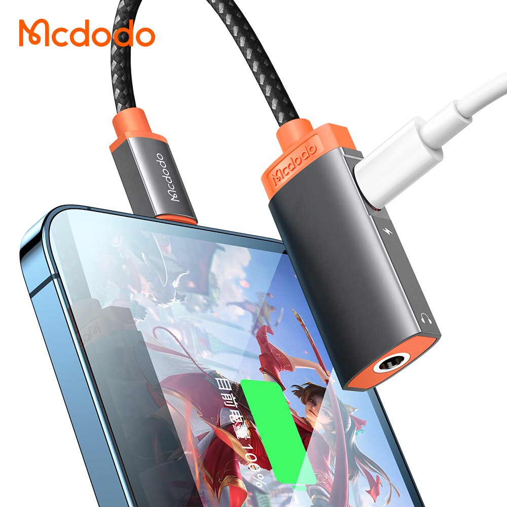 Mcdodo Lightning to Lightning&amp;3.5mm/Dual Lightning Audio Adapter Support iPhone 13ProMax 12ProMax 11ProMax Xr XsMax 8 7Plus