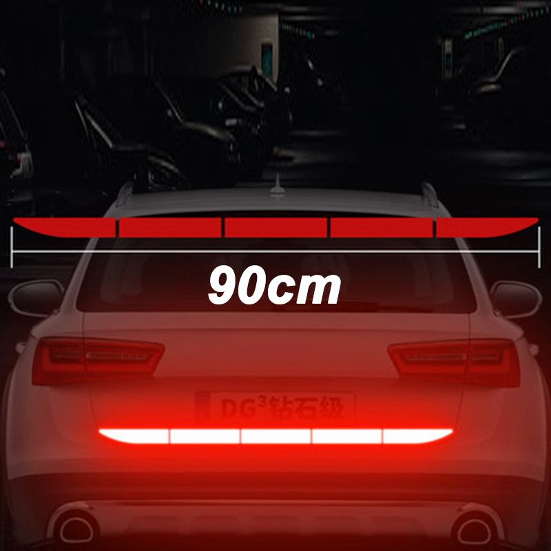 90cm reflekterande bildekaler säkerhetsvarning reflektortejp bilklistermärken kollisionsvarning reflektorklistermärke biltillbehör: Röd