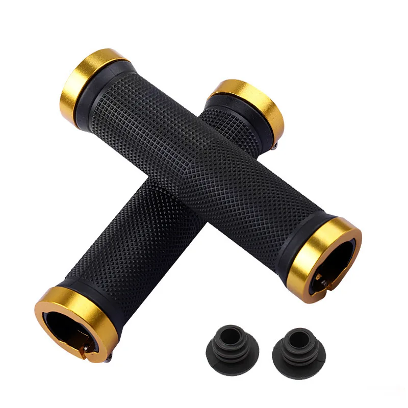Empuñaduras de goma para bicicleta, bloqueo de aleación de montaña, empuñaduras de manillar de bloqueo Bilateral, funda antideslizante para manillar de ciclismo, accesorios para bicicleta BMX: Morado