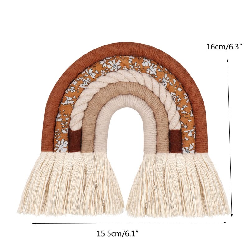 4 lager macrame regnbåge väggdekor för sovrum barnkammare baby barn rum färgglada gobeläng rep vävd tofs vägghängande leksaker: 19- s