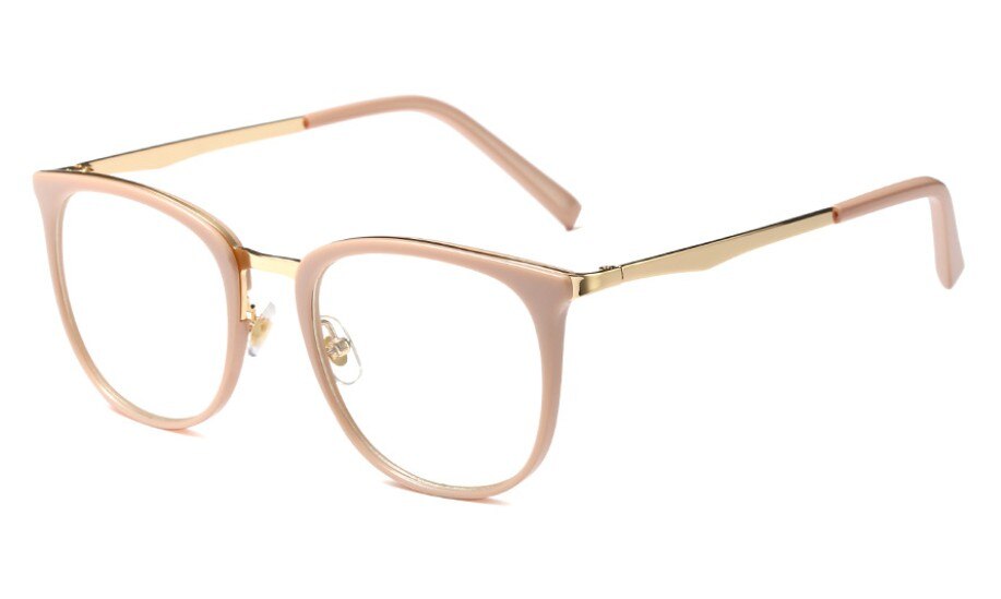 45535 Dames Vierkante Metalen Bril Frames Vrouwen Optische Brillen Mode Brillen Computer Bril: C2 khaki clear