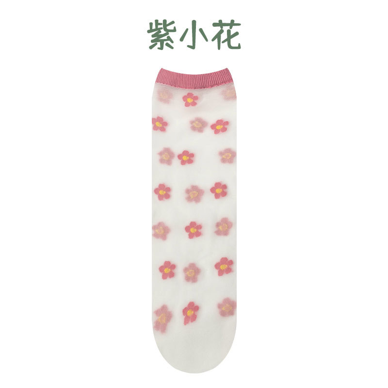 Calzini di cristallo del fumetto del bambino estate trasparente embroidory ragazzi ragazze calzini resistenti all'usura carino ultra-sottile bambino bambini kawaii calzino: Arancione