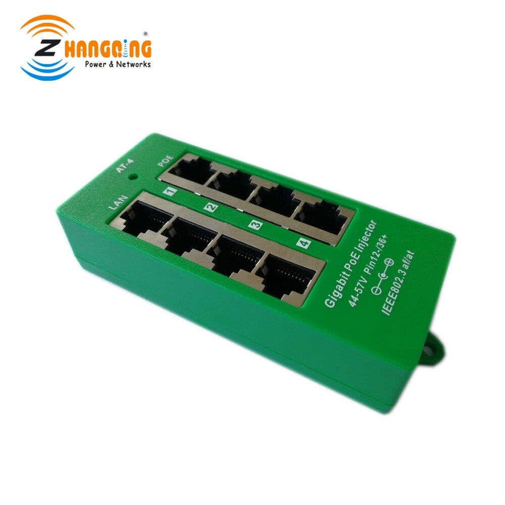 4 port Gigabit Active PoE Injector 802.3af, 802.3at Standard Auto negotiating injector PoE Patch Panel For IP Camera