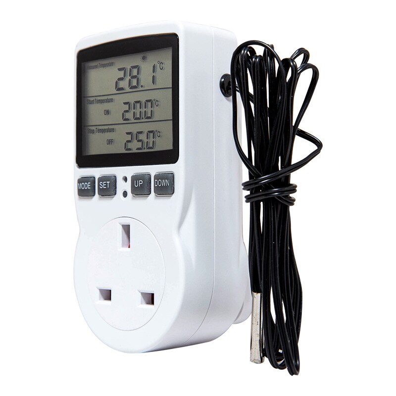 Multifunctionele lcd-display thermostaatregelaar digitale stopcontacttemperatuurdetector met timingfunctie thermostaatregelaar