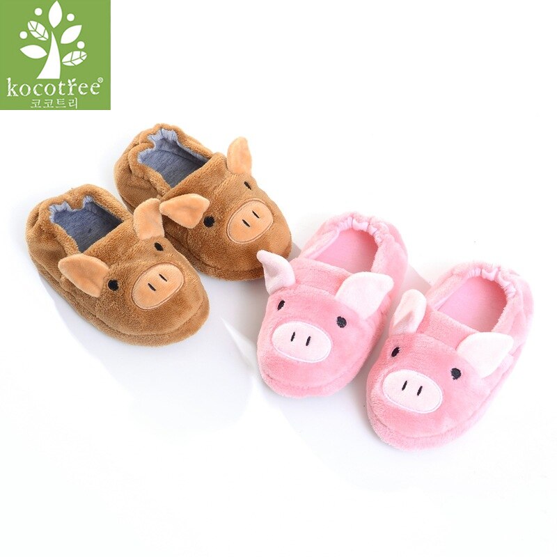 Kocotree – pantoufles d'hiver pour enfants garçons et filles, chaussures de maison confortables et chaudes en coton avec cochon de dessin animé