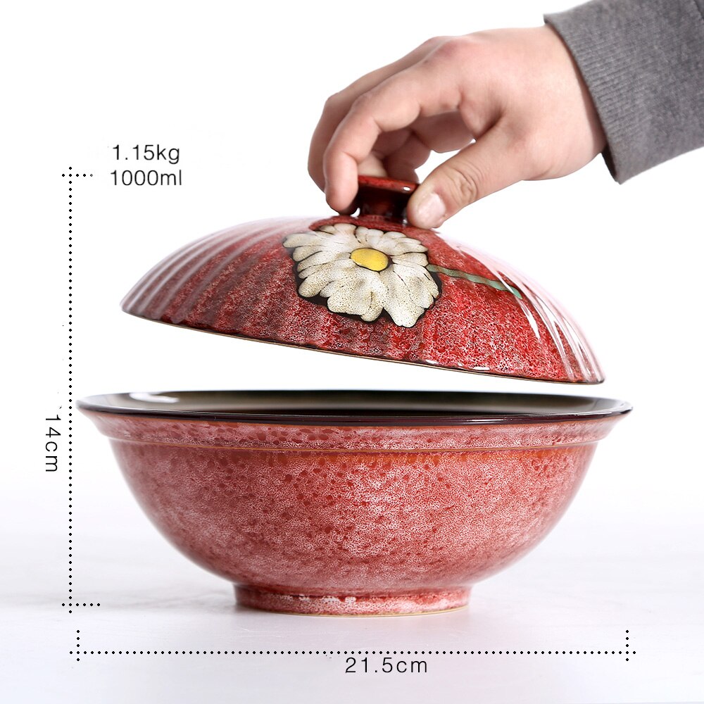 Chinees retro keramisch serviesgoed soeppan lepel borden servies huishoudelijke keukenbenodigdheden handgeschilderd bloemenpatroon: H