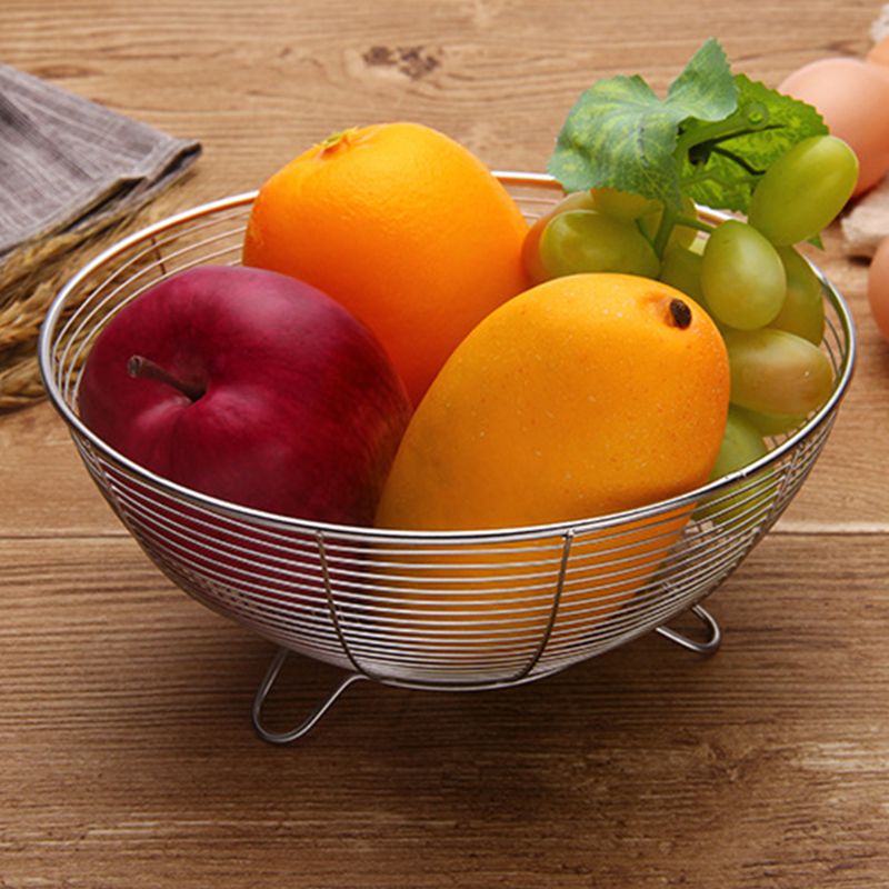 Fruit Basket Container Bowl Stainless Steel Wire Kitchen Drain Rack Vegetable