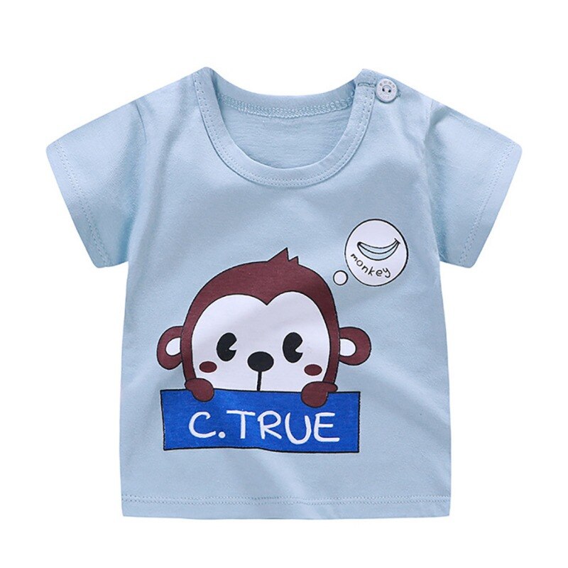 Peuter Baby Jongen Meisje Zomer Katoenen Tops Blouse Baby Ronde Kraag Korte Mouw Casual Top Pasgeboren Unisex Cartoon Print T-shirt