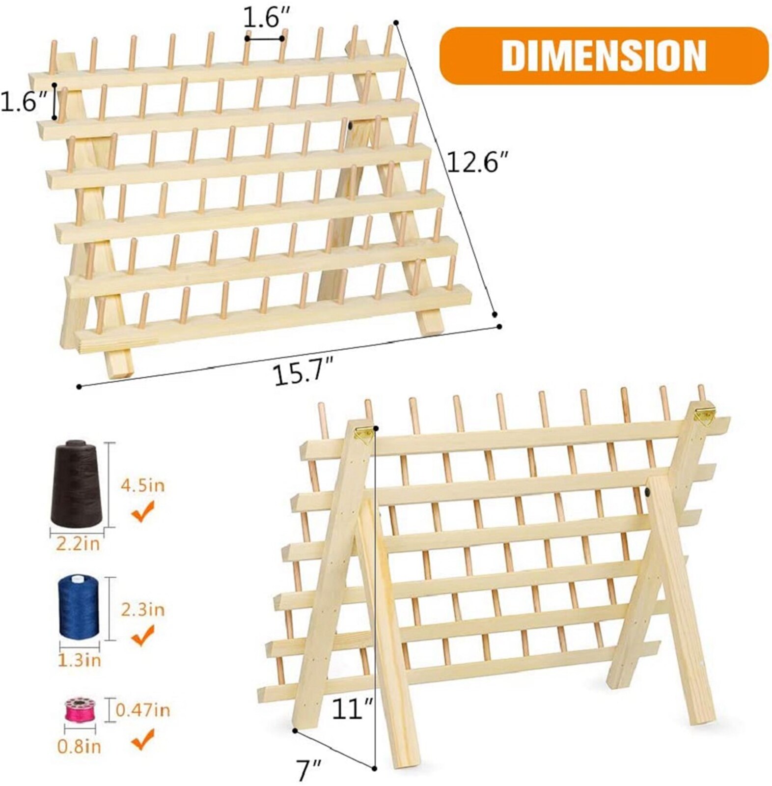 Multifunctional Solid Wood Foldable Wire Rack Sewing Thread Bobbin Practical Simple Holder Practical Embroidery Tool
