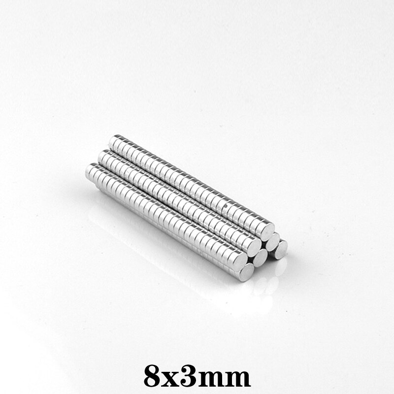 Imanes de tierras raras de 8x3mm, diámetro fuerte, 8x3mm, de 8mm x 3mm redondo pequeño disco magnético, imanes permanentes de neodimio de 20 ~ 500 Uds.