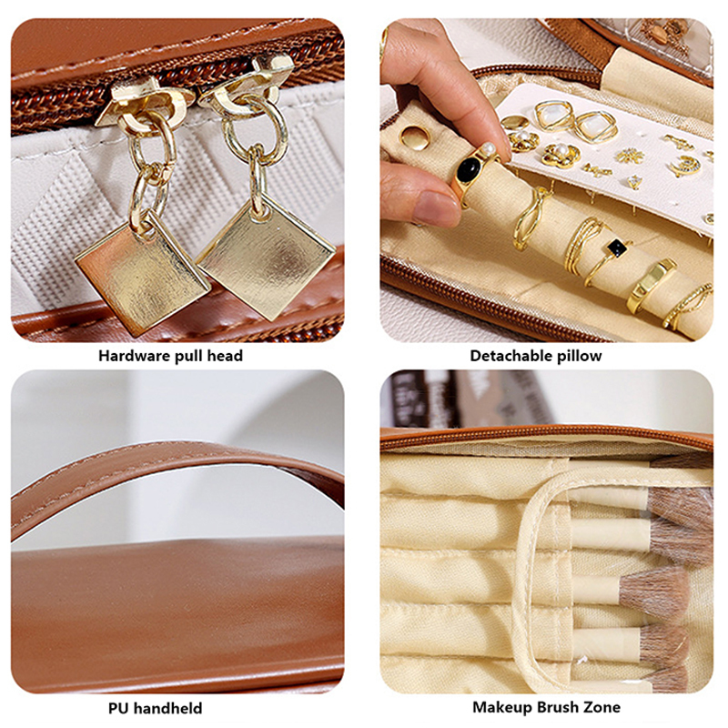Makeup Bags Travel PU Leather Cosmetics Case Large Capacity Make Up Storage Organizer Bag Jewelry Beauty Suitcase