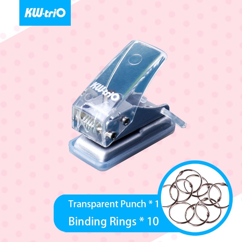 KW-triO Mini Single Hole Punch Plastic Notebook Hole Puncher Portable Planner Circular Punch Scrapbook Perforating Cutter Pliers: Transparent Punch-R