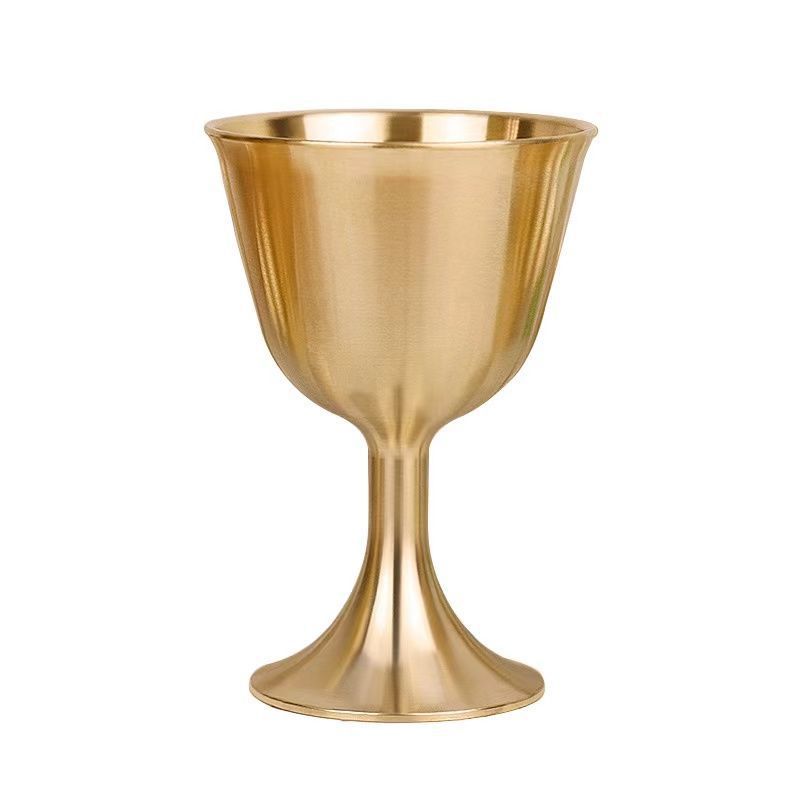 10 PCS Pure Copper European Style Cocktail Glass Bar Ktv Whiskey Glass Retro Pure Brass Goblet Party Home Red Wine Glass: middle