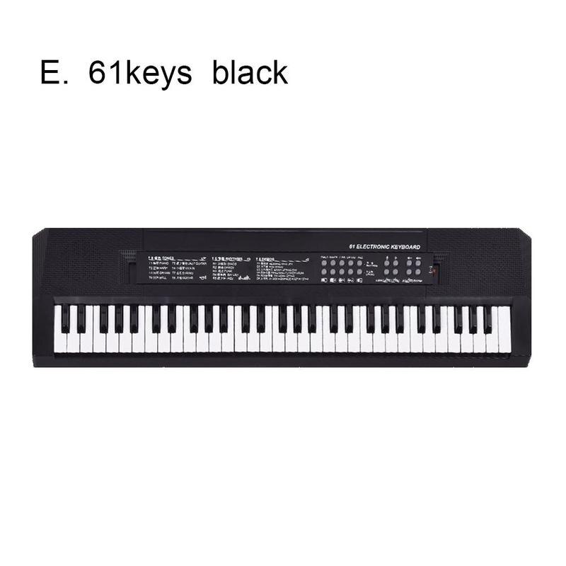 Teclado electrónico de 61 teclas, Piano, componentes de plástico y electrónicos, instrumentos musicales para niños, de navidad: E