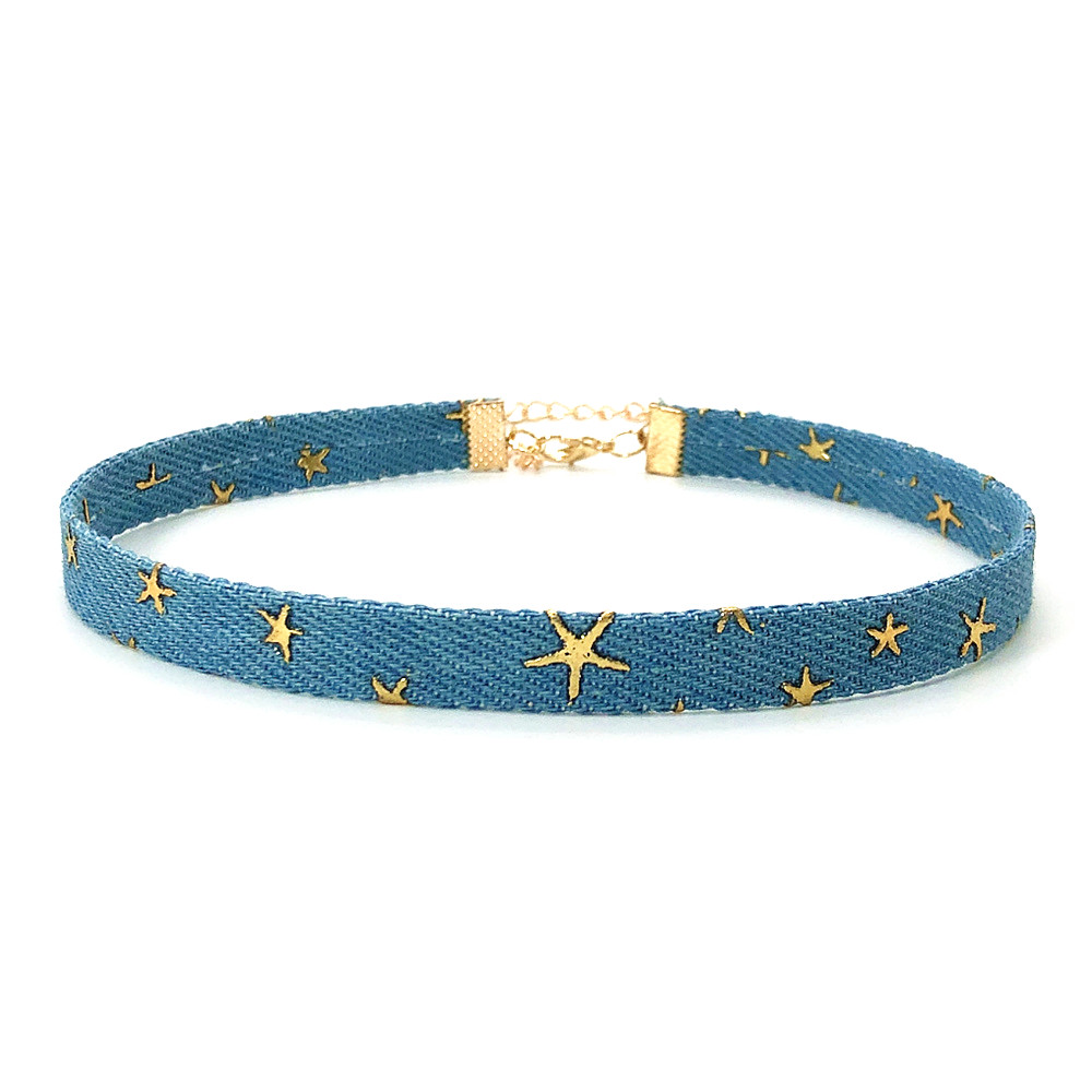 Collar étnico gótico de mezclilla para mujer, Gargantilla Bohemia Vintage, Estrella Negra, accesorios de cadena para el cuello, joyería para mujer,