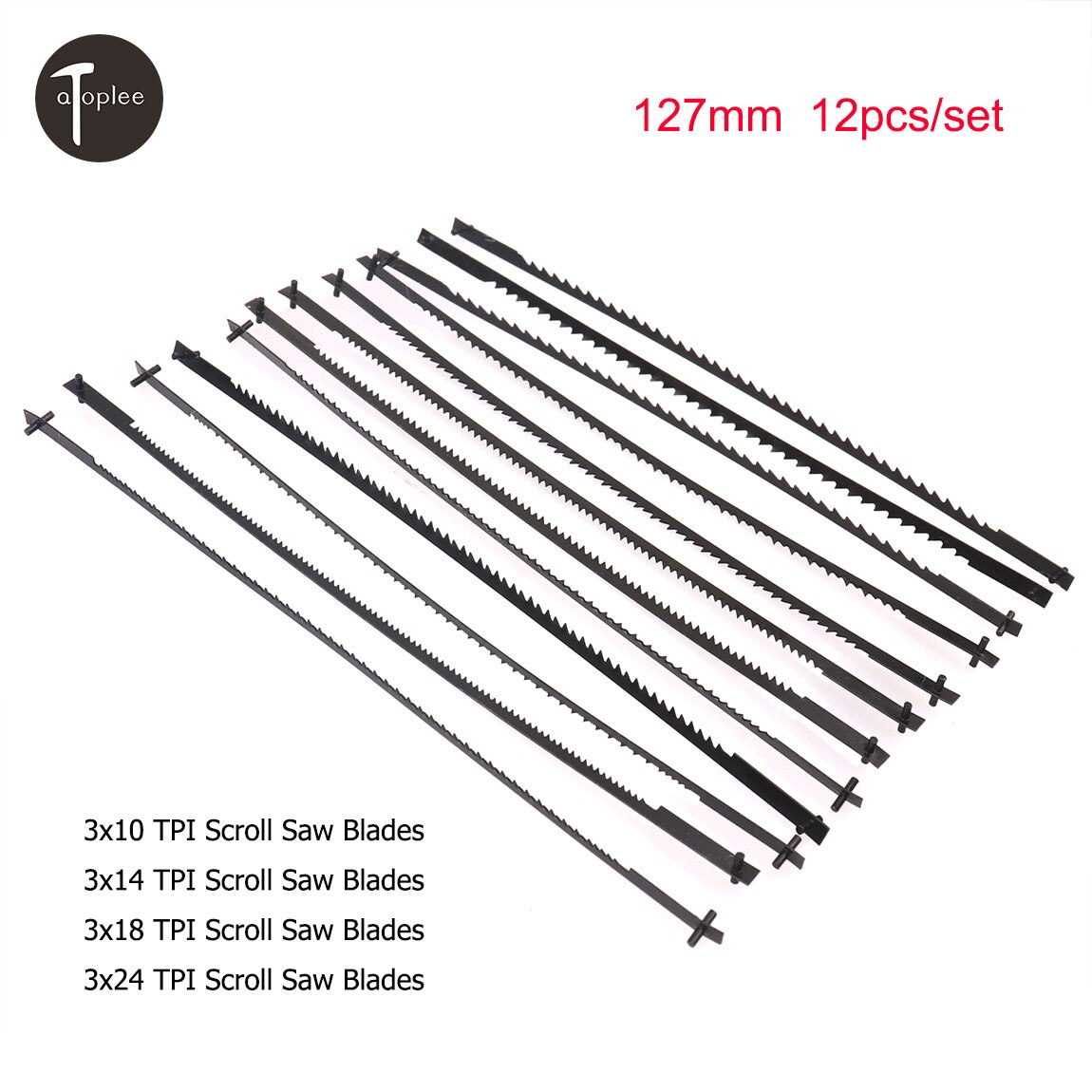 Atoplee 12pcs/set Teeth Scroll Saw Blades 127mm TPI 10/15/18/24 Power Tools Woodworking Accessories for Cutting Wood