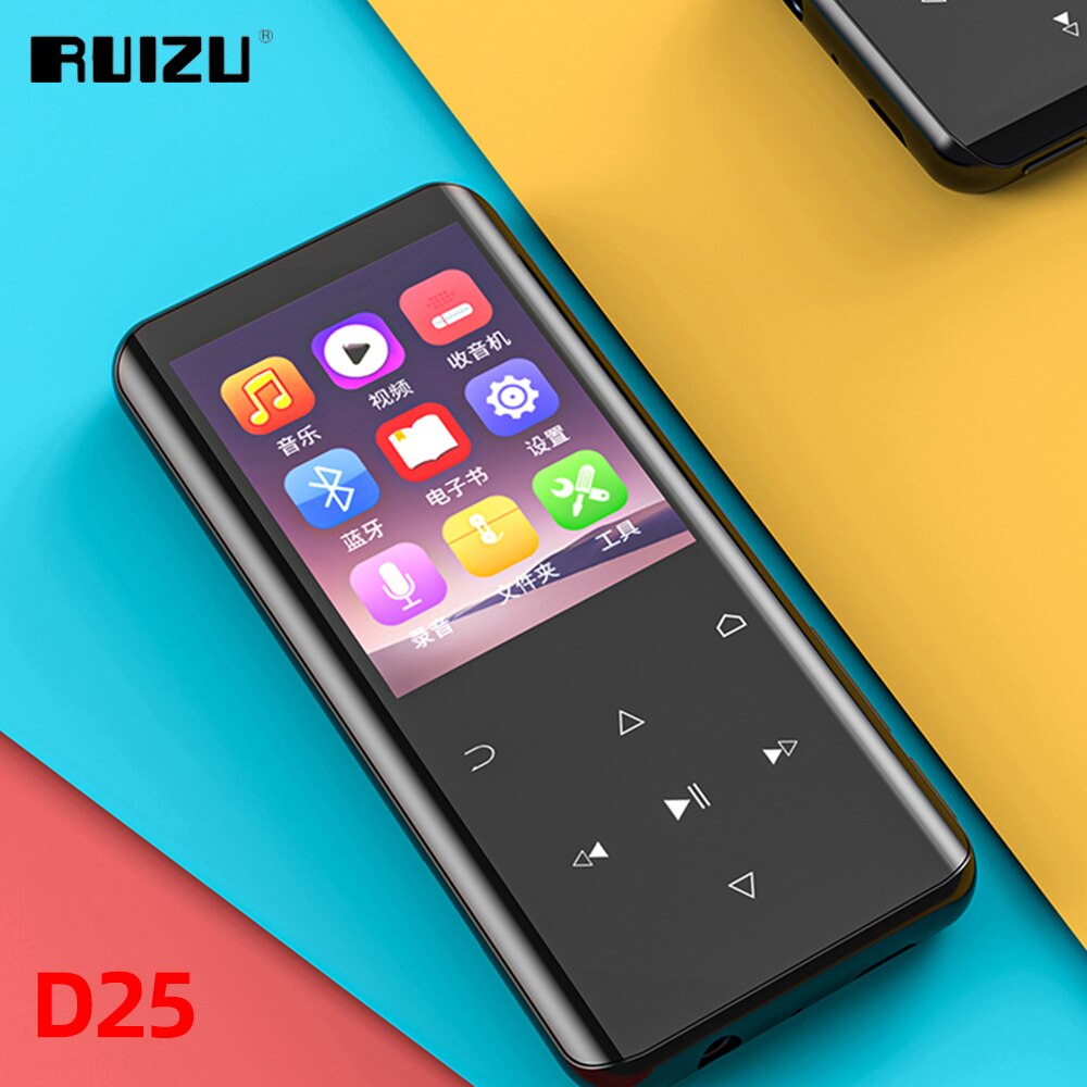 RUIZU D25 MP3 Bluetooth Player Touch Control Portable HIFI Music Video MP4 Player Built-in Speaker With FM-Radio E-Book Record