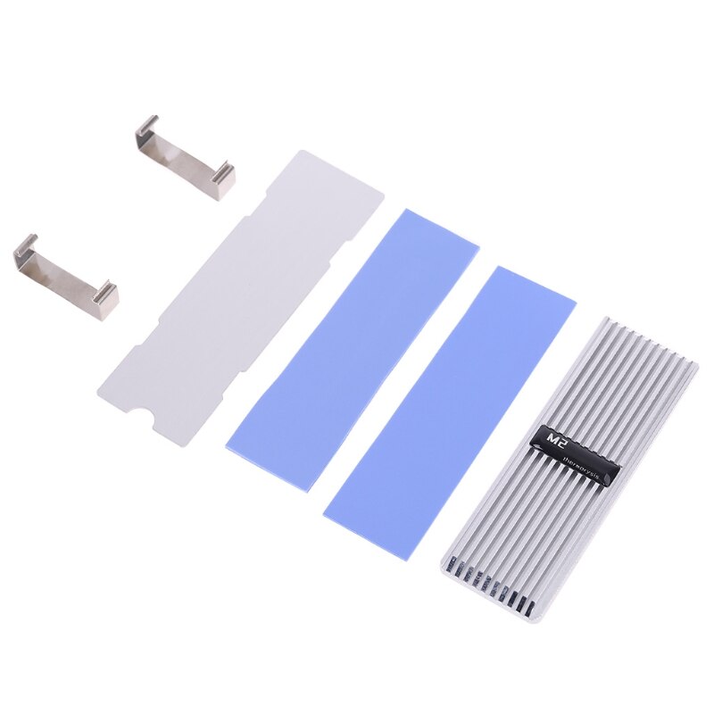 M .2 ssd nvme kjøleribbe kjøleribbe  m2 2280 ssd harddisk aluminium kjøleribbe med termisk pute til pcie sata  m2 ssd pc termisk radiat: Sølv