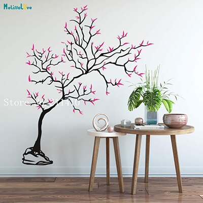 Young Tree 2 colours Wall Sticker Vinyl Art Decals Home Decor For Living Room Bedroom Self-adhesive Unique Murals YT563: H622 and H610 / 84x102cm