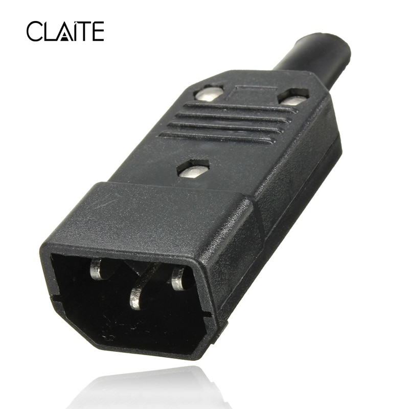 250V/10A Black 3 Pin IEC 320 C C14 Male Plug Rewirable Power Connector Socket ACPanel Mounting Power Inlet Socket