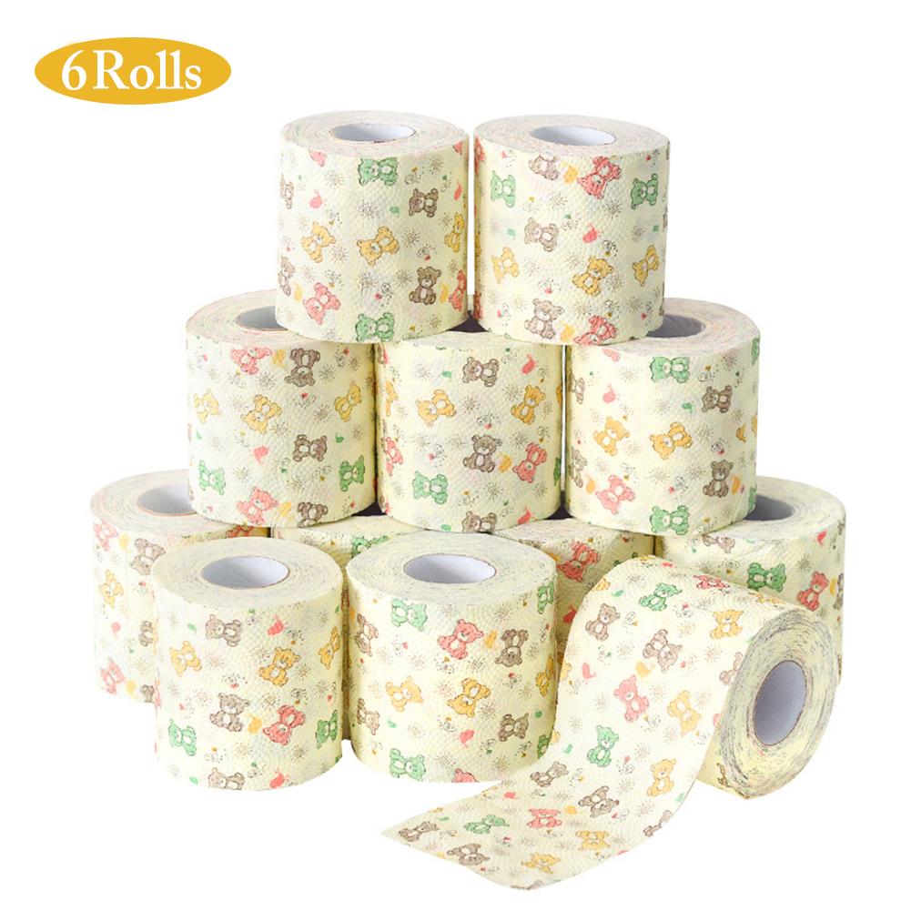 6Rolls Degradable Silky Smooth Soft Flower Printed Paper Toilet Tissues ...