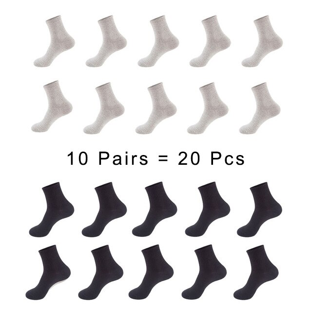 Strumpor herr bomull vit svart vårvinter enfärgad besättningsstrumpor herrsockor som andas paket 1 ser meias 10 par 20 st 1 lot sox: D