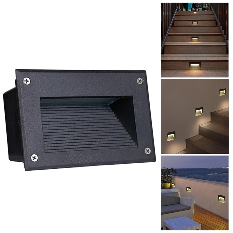 Lámpara LED de pared para escaleras, luz empotrada de 3W, para jardín, empotrada, para pasillo, AC85-265V, Villa, esquina, impermeable