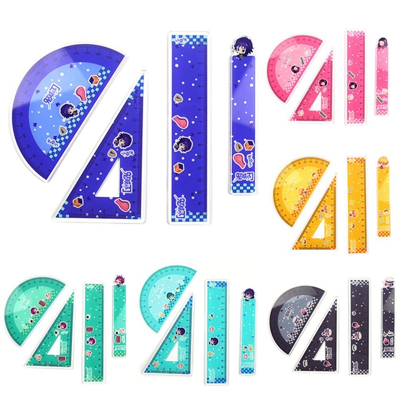 Regla de dibujo acrílico, 4 unidades por juego, regla triangular geométrica, transportador de enderezamiento, una variedad de reglas