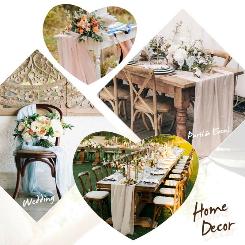 custom made wedding very popular very light champagne birthday party wedding ivory chiffon table runner