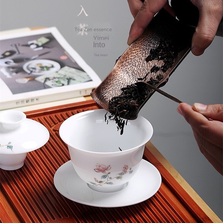 Porcelæn håndmalet terrin æggeskal kung fu te store skåle keramik sancai terrin sopera de ceramica gaiwan til kæreste
