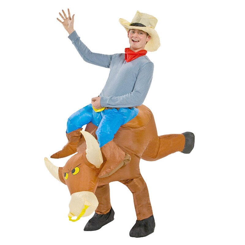Disfraces inflables de animales para niños y adultos, disfraz de toro de dibujos animados, de vaquero, divertido Carnaval, juguete de ropa inflable