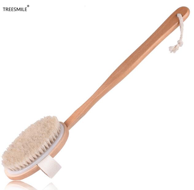 Ms Bath brush Exfoliating Natural Horse Mane Bath brush Long Bamboo Handle Natural Wet Shower Brushes SPA Body Massage Brush D40: 560-A-1