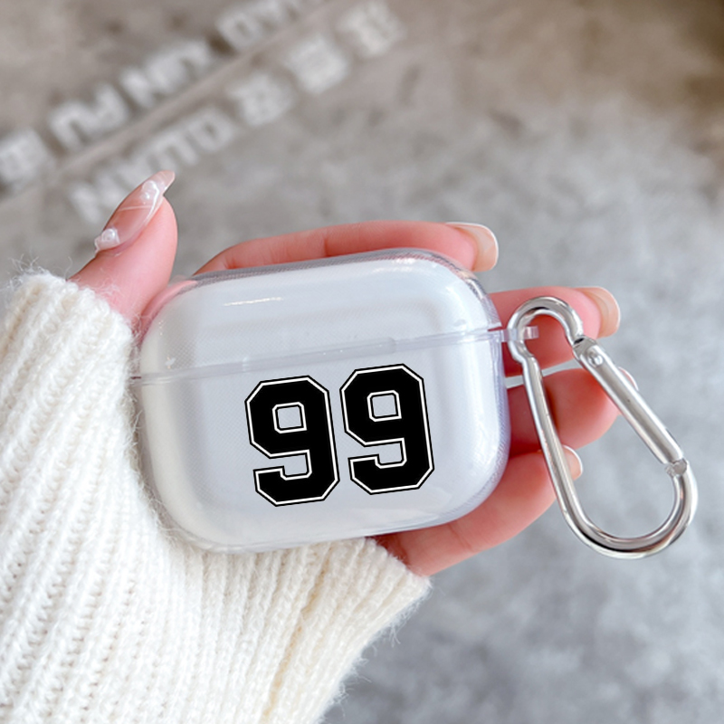 Hoesje Voor Apple Airpods 2 1 Oortelefoon Hoesjes Met Haak Mode Zwart Nummer Voetbal Voor Airpod Pro 3 Pro2 Doorzichtige Beschermhoezen: XS / HEUBLAUW