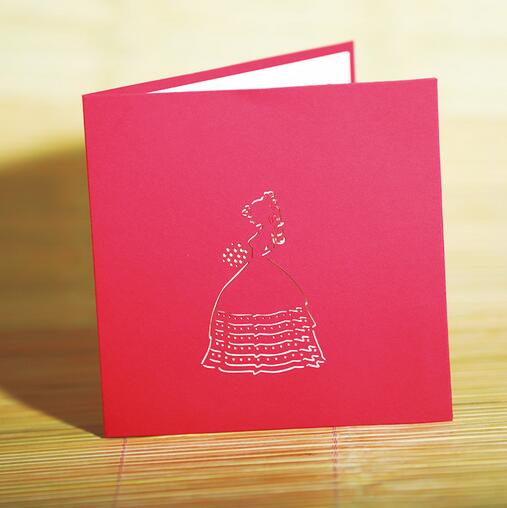 10pcs Three-dimensional greeting card bride greeting card 3D paper carving princess greeting card hollow postcard greeting card