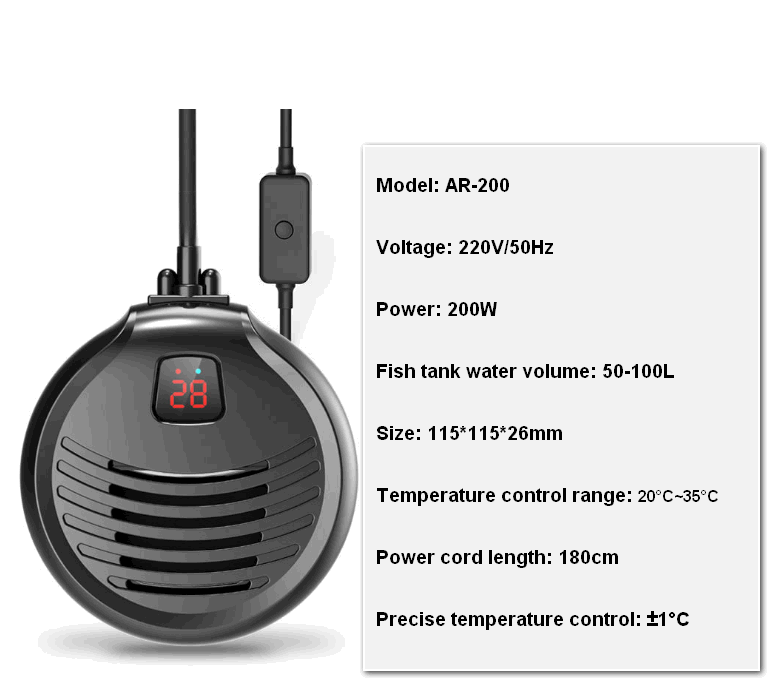 SUNSUN Turtle Heater Low Water Level Mini Ultra Short Electric Heater Automatic Constant Temperature Fish Tank Heating Stick GW: AR-200