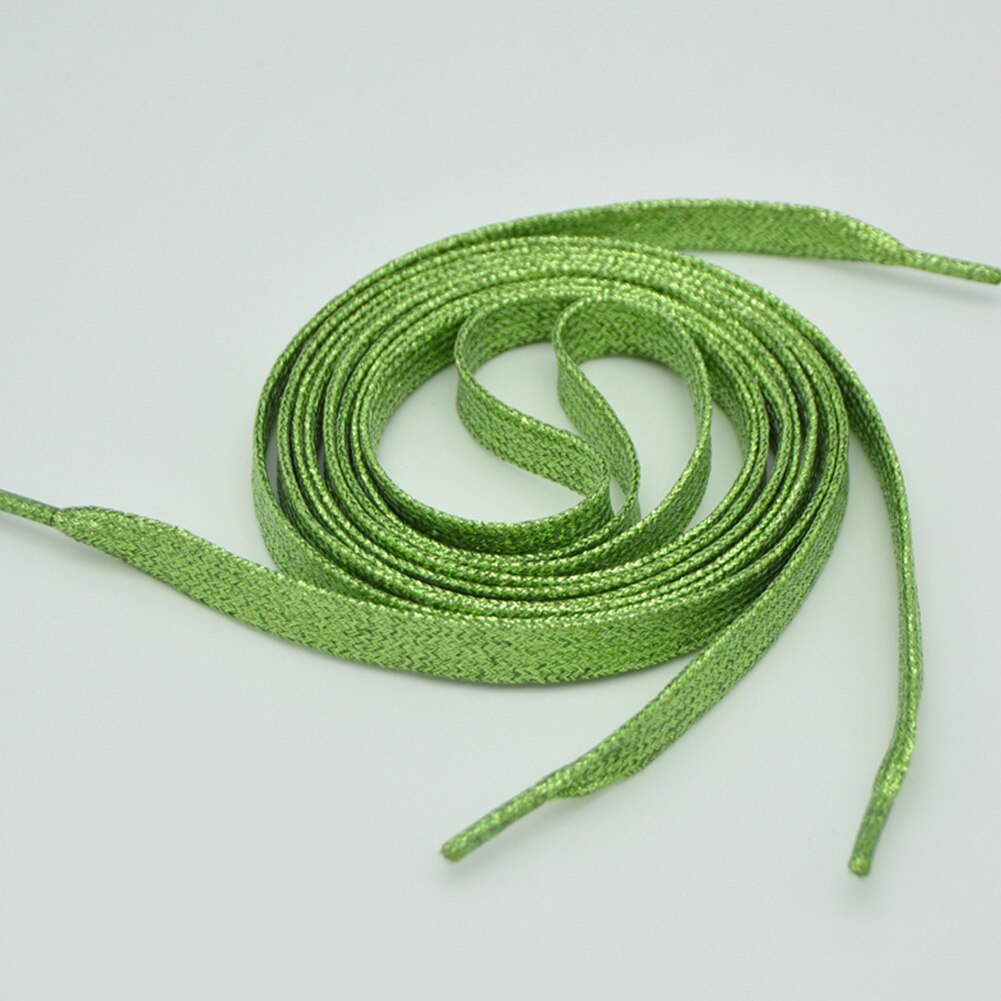 Cordones de hilo dorado y plateado brillante para zapatillas deportivas, cordones planos para correr, cordones de zapato colorido para hombre y mujer, 1 par: light green