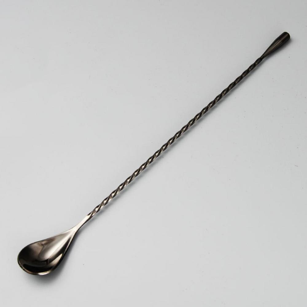 Stainless Steel Spiral Long Handle Mixing Stirring Ice Tea Coffee Spoon Cocktail Spoon Bar Bartender Tool Mixing Stirring Spoon: Black30cm
