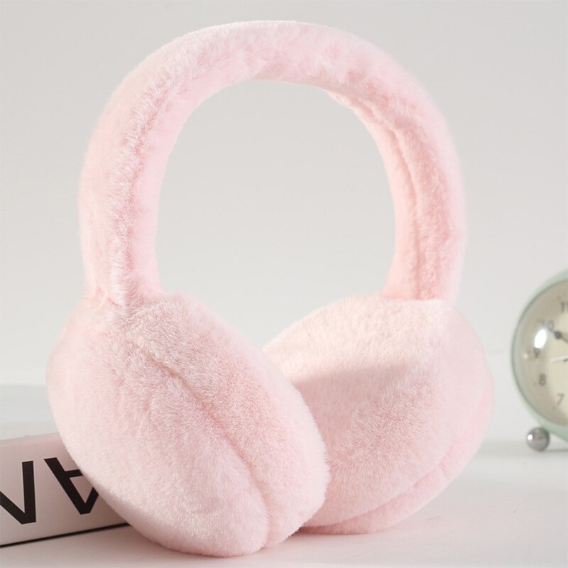 unisex carino Faux peloso paraorecchie fascia inverno caldo esterno antivento tinta unita pieghevole soffici copri orecchie scaldini cerchio per capelli