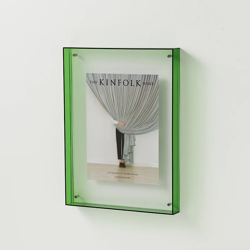 Multi-størrelse transparent akryl fotoramme æske fotokortholder indvendig ramme billeddisplay stativ kontor hjem skrivebord dekoration: Xl / Lilla