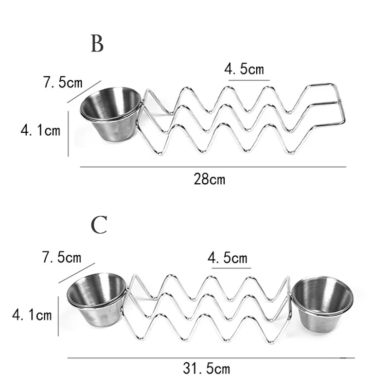 Stainless Steel Taco Holders Wave Shape Slots Mexican Food Rack Maquina Para Hacer Tortillas Electrica Cooking Empanada Pies
