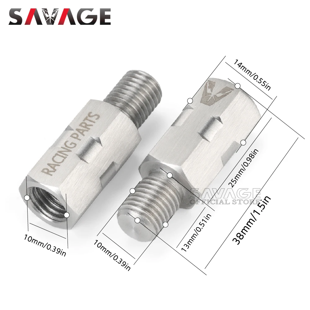 2 STUKS Motorfiets Spiegel Adapter M10 Met de klok mee Universele Achteruitkijkspiegel Schroefdraad Adapter Uitbreiding Stalen Bouten 10mm Verhoog