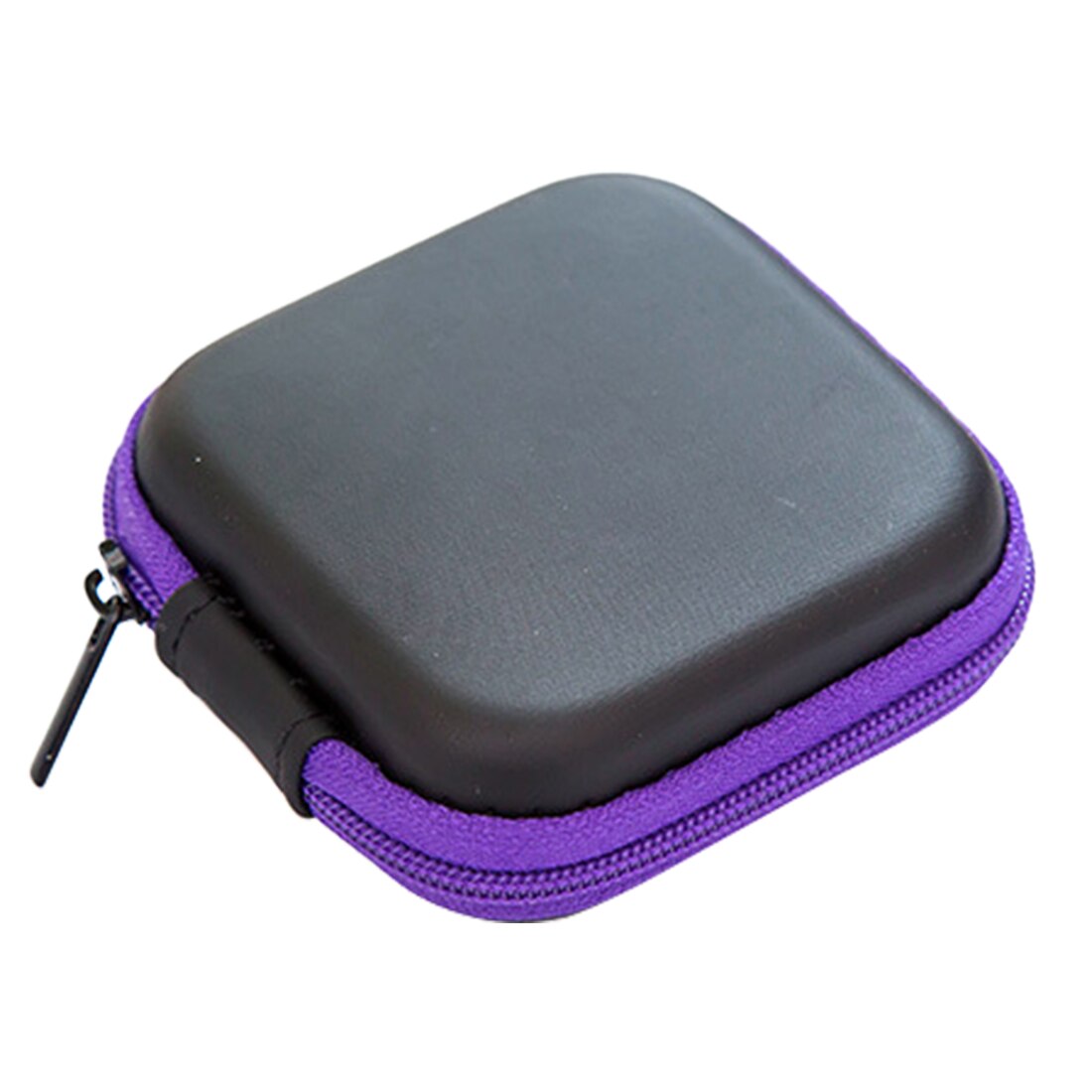 Mini Rits Hard Headphone Case Draagbare Oordopjes Pouch Box Pu Leer Oortelefoon Opbergtas Beschermende Usb Kabel Organizer: purple