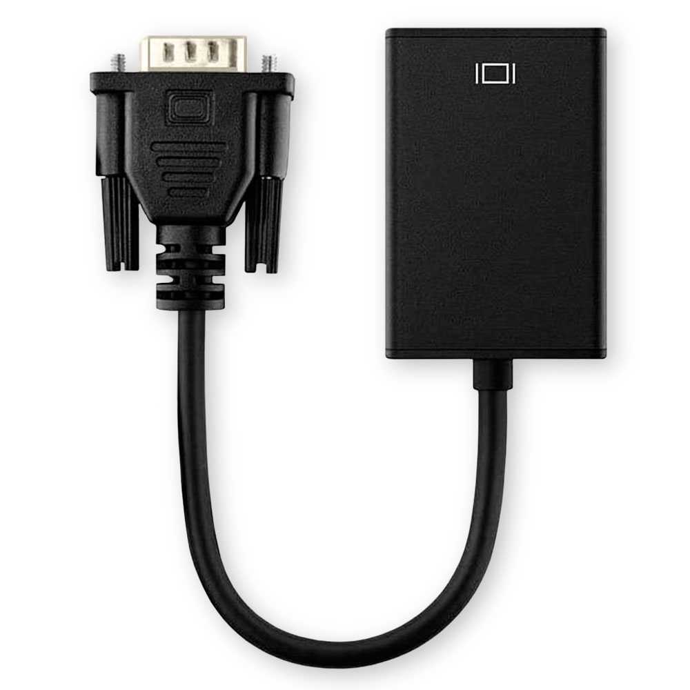 Full HD 1080P Analog VGA Male to Digital HDMI Female Video Converter Adapter Cable Audio Mini Jack 3,5mm Black for PC