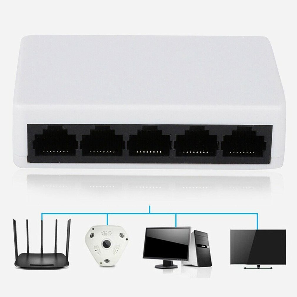 RJ45 MINI 5-Ports Fast Ethernet Network Black Switch Hub for Desktop PC Full Gigabit Ethernet Switch