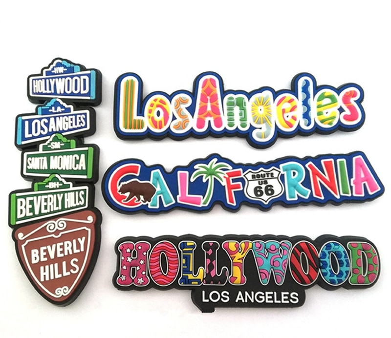 Hollywood Los Angeles California Soft PVC 3D Fridge Magnets USA Tourism Souvenirs Refrigerator Magnetic Sticker Home Decor