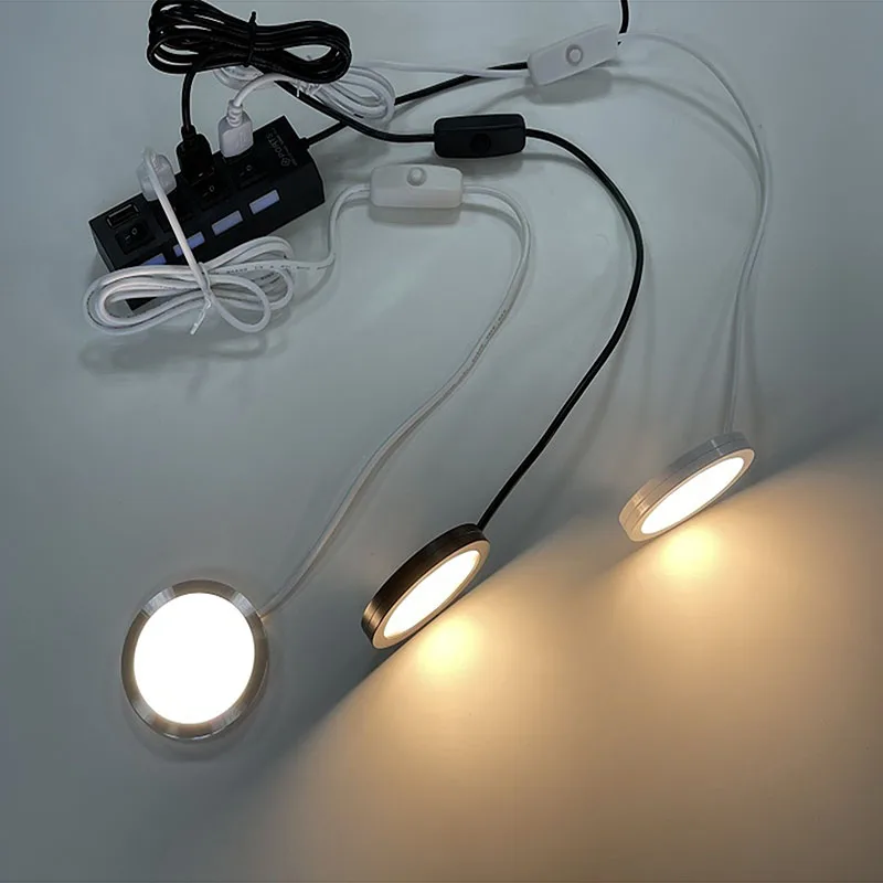 Led-lys til underskap, vitrineskap, hylle, benkeplatebelysning, campingvogn, bobil, innvendig spotlampe med 5v usb-brytere